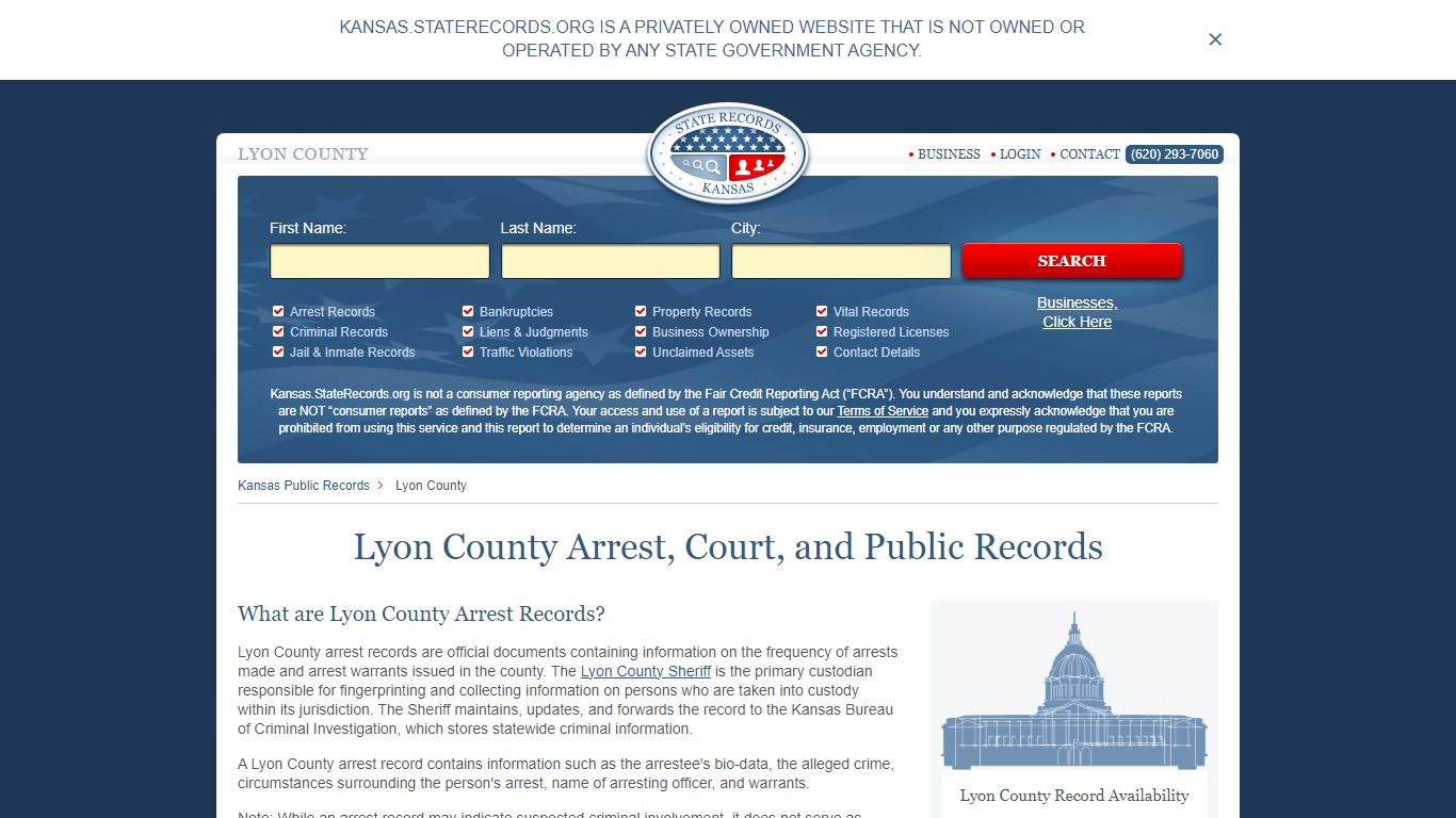 Lyon County Arrest, Court, and Public Records