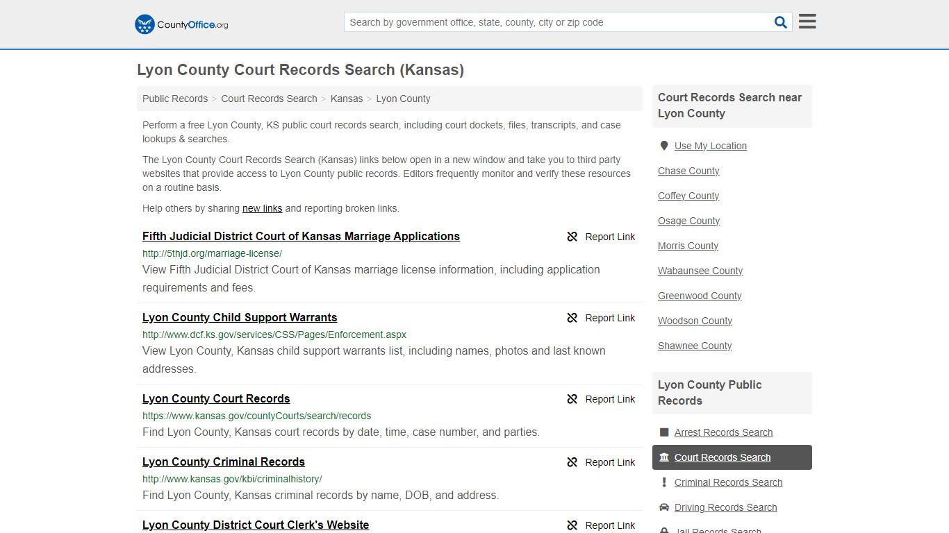 Lyon County Court Records Search (Kansas) - County Office